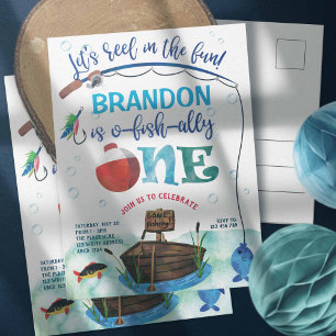 Carte Postale Garçon, O-poisson-nallement, Thème pêche Premier