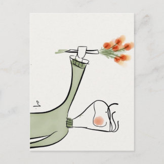 Carte Postale Garçon offrant des fleurs