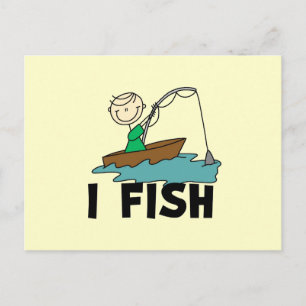 Carte Postale Garçon sur bateau I Poisson T-shirts et cadeaux