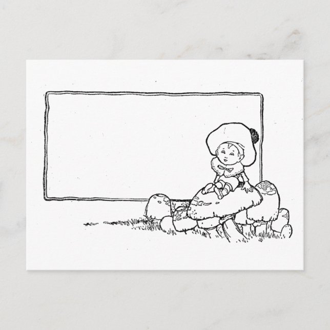 Carte Postale Garçon sur champignon (Devant)
