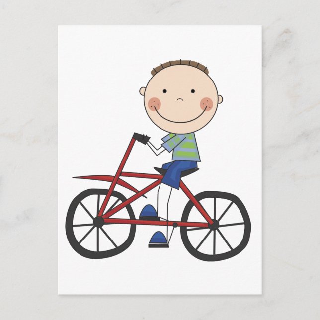 Carte Postale Garçon sur les tee-shirts et cadeaux de bicyclette (Devant)