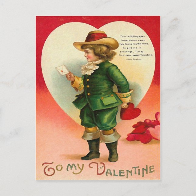 Carte Postale Garçon vintage avec coeur (Devant)