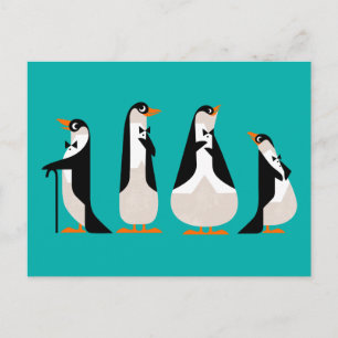 Carte Postale Garçons de café pingouins