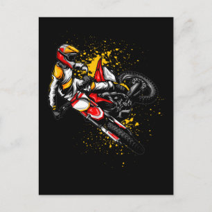Carte Postale Garçons Motocross Coloré Pilote de Vélo Tout Terra