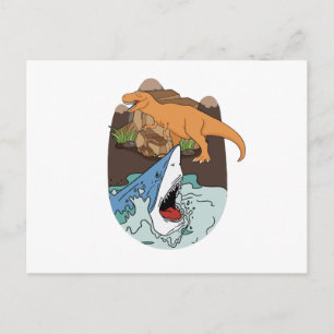 Carte Postale Garçons Requin Et Dinosaure