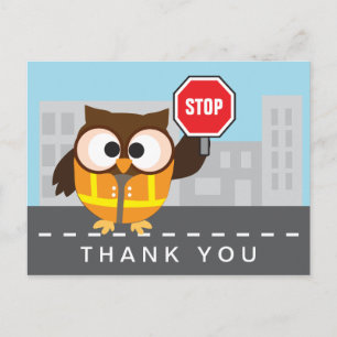 Carte Postale Garde-passage scolaire Cute Owl Merci