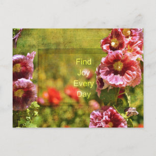 Carte Postale Garden Hollyhock Floral Joy