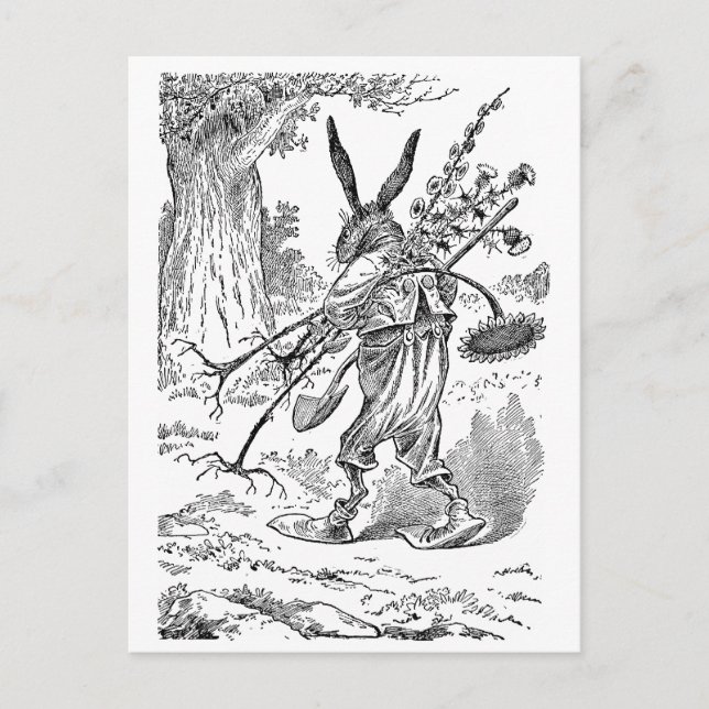 Carte Postale Gardener de lapin avec Plantes désemparés (Devant)