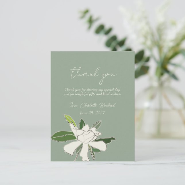 Carte Postale Gardenia Florale Blanche Simple Fête des mariées J (Debout devant)