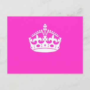Carte Postale GARDER CALM CROWN Royal Icon sur Pink Personnalise