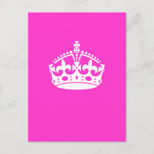 Carte Postale GARDER CALM CROWN Royal Icon sur Pink Personnalise