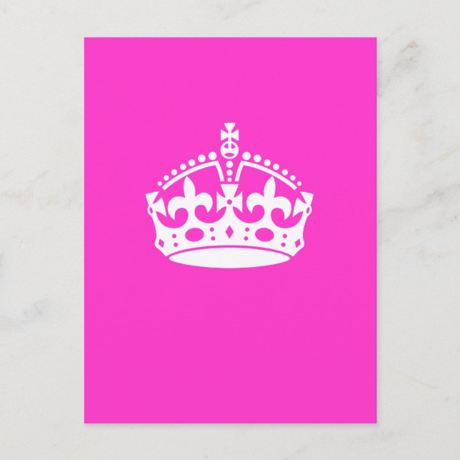 Carte Postale GARDER CALM CROWN Royal Icon sur Pink Personnalise (Devant)