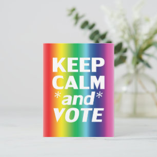 Carte Postale garder calme et voter rainbow gradient lgbt pride