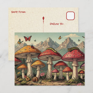 Carte Postale Garder le contact Champignons Fantaisistes