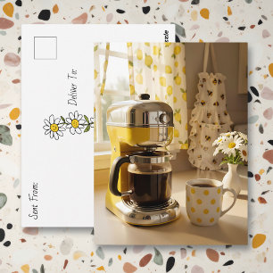 Carte Postale Garder le Contact Dire Bonjour Joli Café