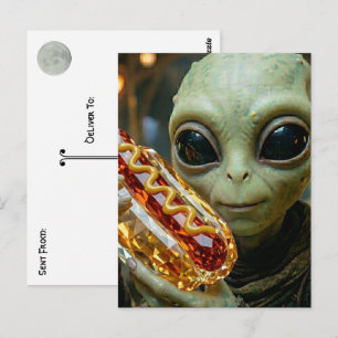 Carte Postale Garder le Contact Extraterrestre avec Hotdog Cri