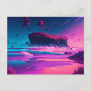 Carte Postale Garder le Contact   Vagues d'Océan Roses