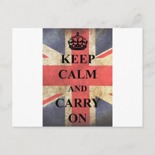 Carte Postale Gardez Le Calme Continuer Sur Le Drapeau Britanniq