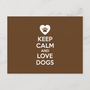 Carte Postale Gardez le calme et aimez les chiens