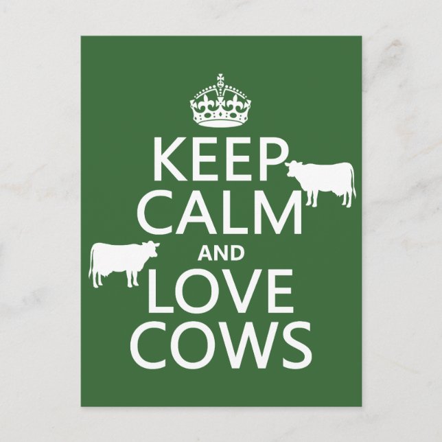 Carte Postale Gardez le calme et aimez les vaches (toutes les (Devant)