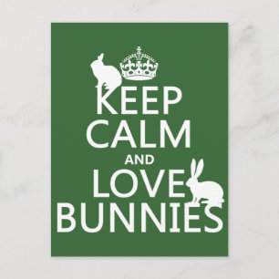 Carte Postale Gardez le calme et l'amour Bunnies - toutes les co