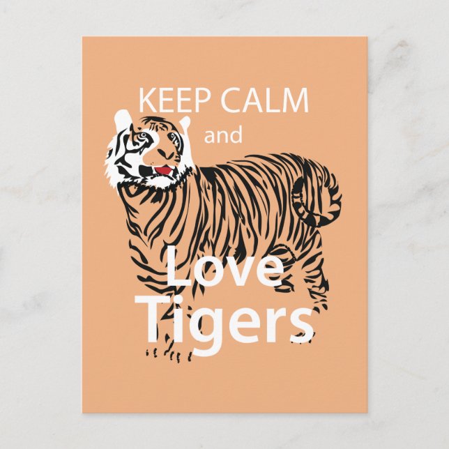Carte Postale Gardez le calme et l'amour Tigres (Devant)