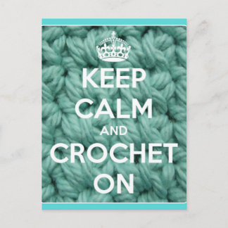Carte Postale Gardez le calme et le Crochet sur le bleu