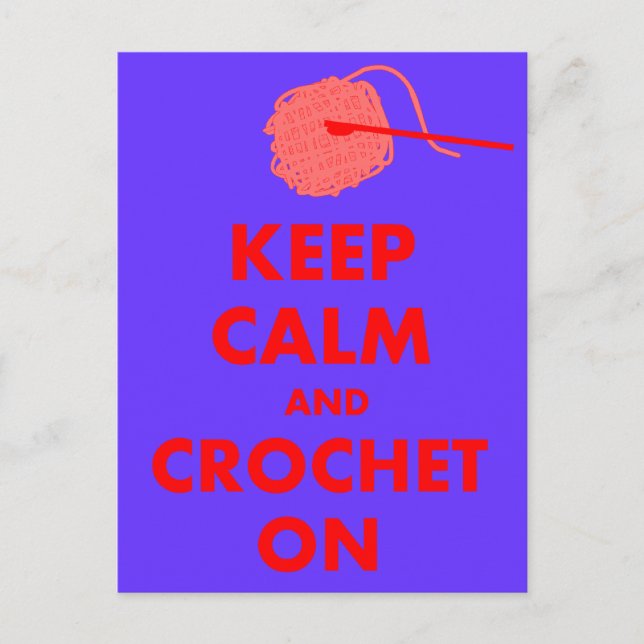 Carte Postale Gardez le calme et le Crochet sur les cadeaux (Devant)