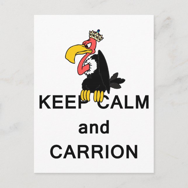 Carte Postale Gardez le calme et le vautour du Carrion (Devant)