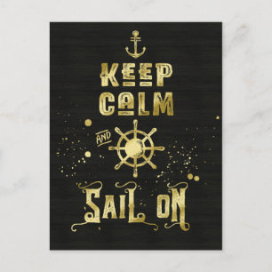 Carte Postale Gardez le calme et naviguer sur la Helm Gold Ancre
