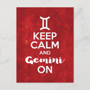 Carte Postale Gardez Le Calme Gemini En Astrologie D'Anniversair