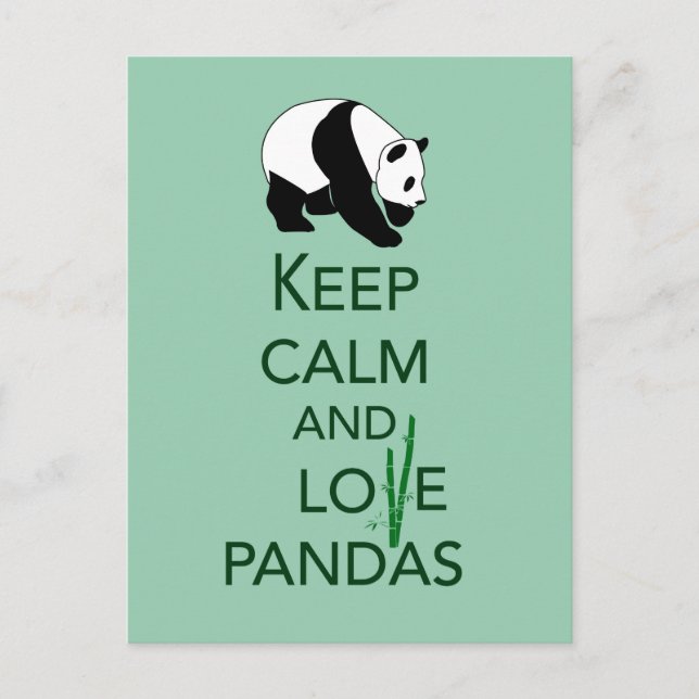 Carte Postale Gardez votre calme et aimez les pandas, Impression (Devant)