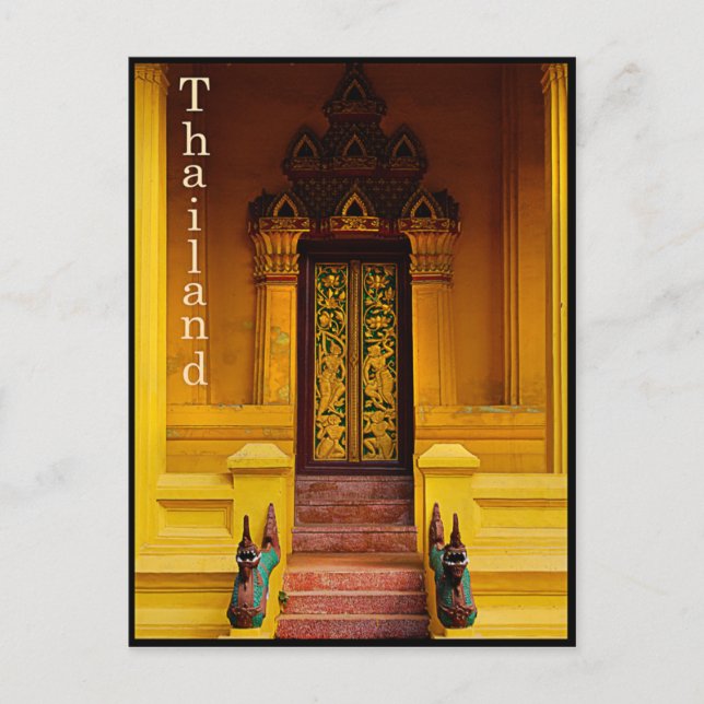 Carte Postale Gardiens de l'entrée du temple, Thaïlande (Devant)