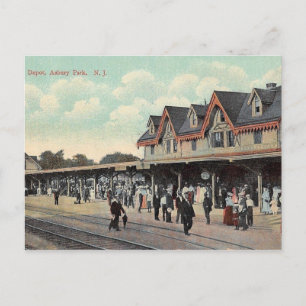 Carte Postale Gare, Asbury Park, New Jersey Vintage