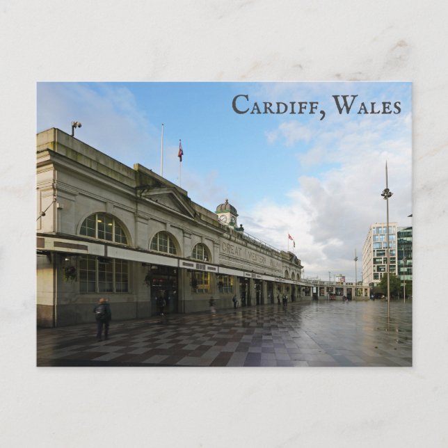 Carte Postale Gare de Cardiff au Pays de Galles Gallois (Devant)