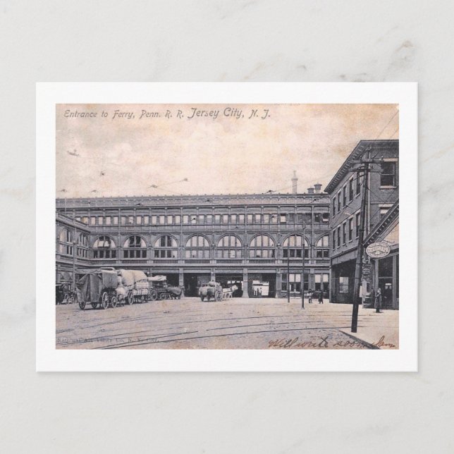 Carte Postale Gare & Ferry, Jersey City NJ 1906 Vintage (Devant)