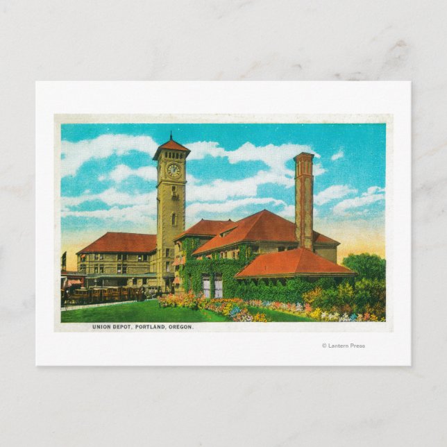 Carte Postale gare Union Depot à Portland, (Devant)