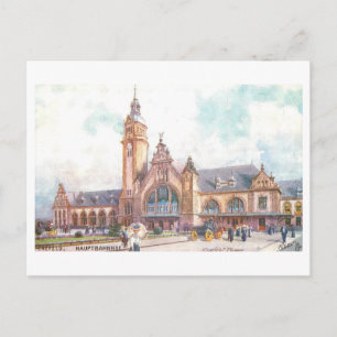 Carte Postale Gare vintage à Krefeld, Allemagne,
