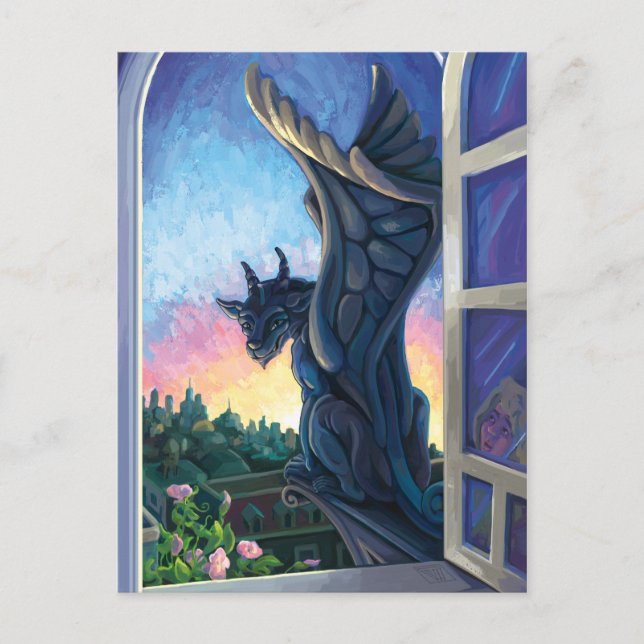 Carte Postale Gargoyle Guardian Imaginaire Art (Devant)