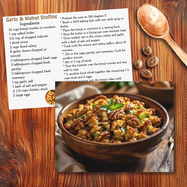 Carte Postale Garlic and Walnut Stuffing Recipe Card (Créateur téléchargé)