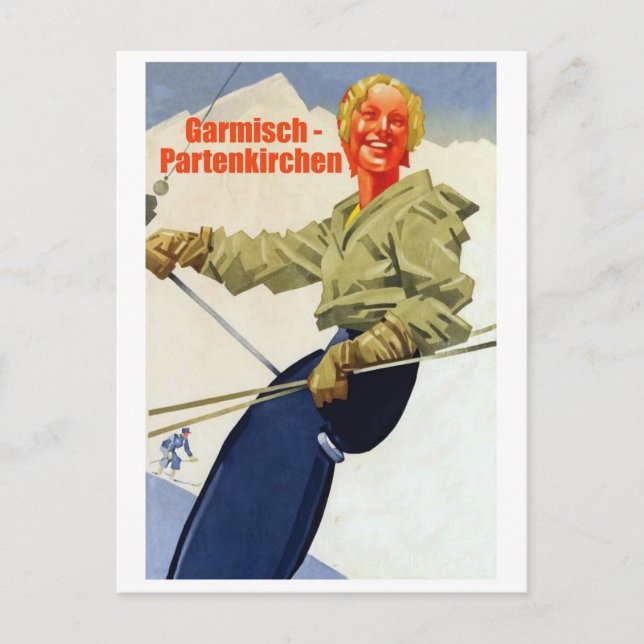 Carte Postale Garmisch - Partenkirchen, Girl on a Ski Lift (Devant)