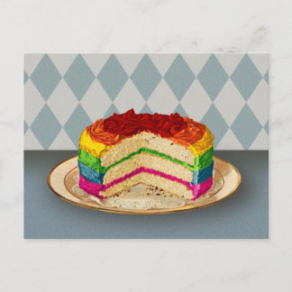 Carte Postale Gâteau arc-en-ciel rétro