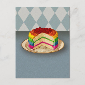 Carte Postale Gâteau arc-en-ciel rétro