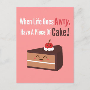 Carte Postale Gâteau au Chocolat Mignon avec Citation Drôle mais