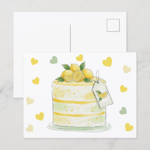 Carte Postale Gâteau au Citron Aquarelle