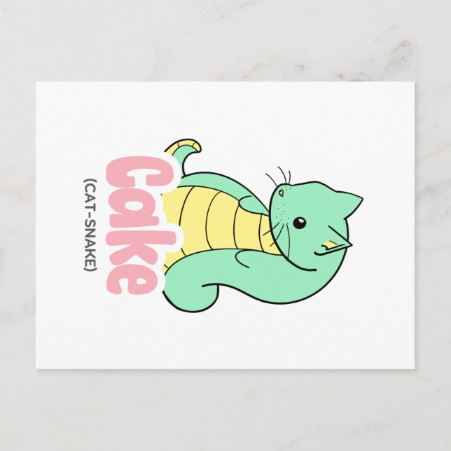 Carte postale Gâteau (Cat +Snake) (Devant)