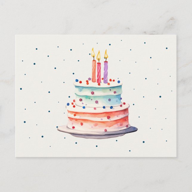 Carte Postale Gâteau coloré d'anniversaire (Devant)