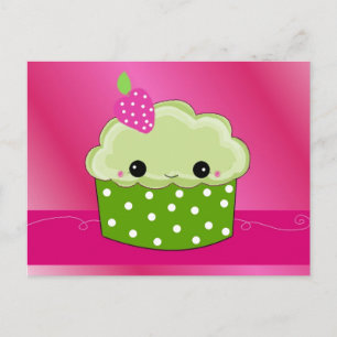 Carte Postale Gâteau Cupcake Doux Visage