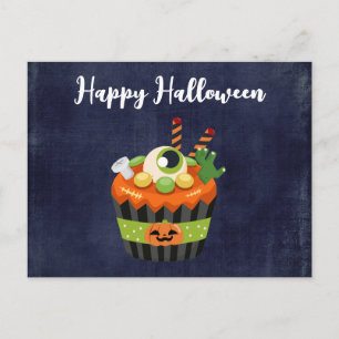 Carte Postale Gâteau cupcake Halloween mignon et effrayant avec 