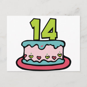 Carte Postale Gâteau d'anniversaire 14 ans